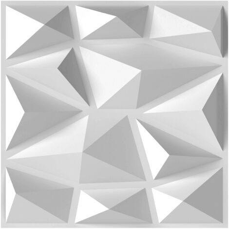 Lot de 50 Panneaux Muraux 3D Carrés 30 x 30 cm, Décoration Murale Intérieure en PVC Résistant au Feu avec Accent Diamant pour Découpe Créative, Blanc