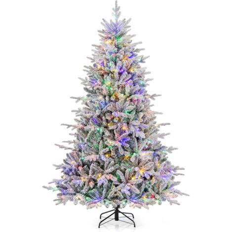 Costway – Sapin de Noël artificiel 218 cm – 1164 branches articulées – 350 lumières LED multicolores – 8 modes d'éclairage – Design floqué (1/5)