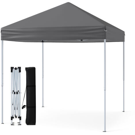 Tonnelle de Jardin Pop-up Toit Aéré 202 x 202CM, Tente Réception Pliant avec Hauteurs Ajustables Sac de Transport 8 Piquets & 4 Cordes Coupe-Vent,Gris (1/5)