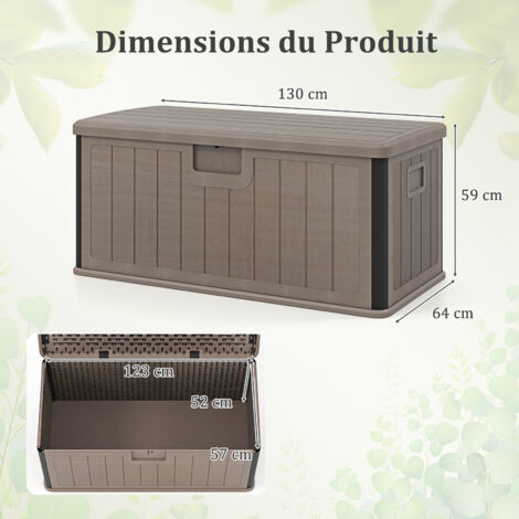 Coffre de Terrasse 378 L, Banc de Rangement en Résine avec Couvercle ...