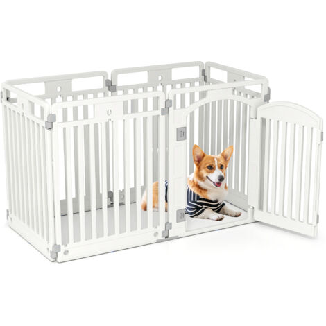 Parc pour Chien Exterieur Interieur à 6 Panneaux en HDPE, Barriere de Securite Chien Pliable, pour Taille Moyens & Petits, 129L x 65l x 81H (1/5)