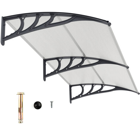 Auvent Porte d'Entree de 199 x 99 cm Protection Solaire, Marquise de Porte et Fenêtre Extérieur Plaque en Polycarbonate Protection Contre Pluie Neige (1/5)