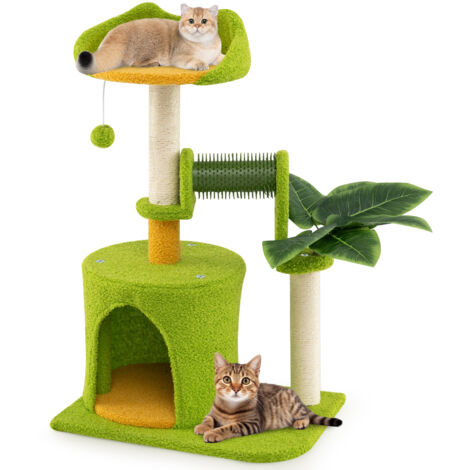 Petit Arbre à Chat, Arbre a Chat Cactus, Condo, Brosse d'Toilettage, Poteaux à Griffer en Sisal, 3 Plateformes, Tour pour Chaton  48 x 33 x 79 cm (1/5)