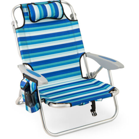 Chaise de Plage Pliable, Cadre Léger en Aluminium, Chaise Basse avec Dossier Réglable en 4 Positions, Sac Isotherme, pour Camping (1/5)