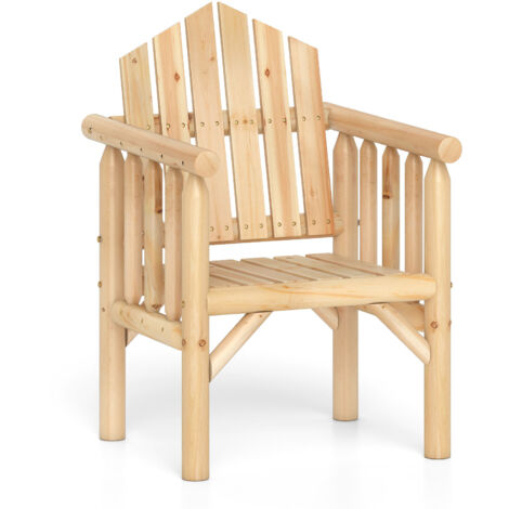 Fauteuil de Jardin avec Accoudoirs Comfortable et Dossier Haut incliné, 66 x 62,5 x 98 cm, Charge 150KG pour Véranda, Arrière-cour, Piscine, Naturel (1/5)