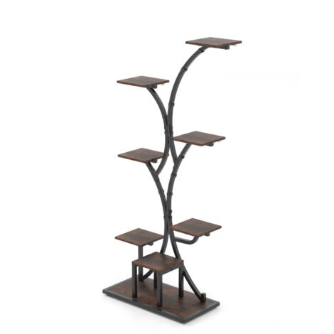 Support de Plante en Métal à 8 Niveaux, Étagère à Fleurs d'Intérieur avec Lampes de Culture, Présentoir de Pots de Fleurs Décoratif, 67 x 30 x 146 cm