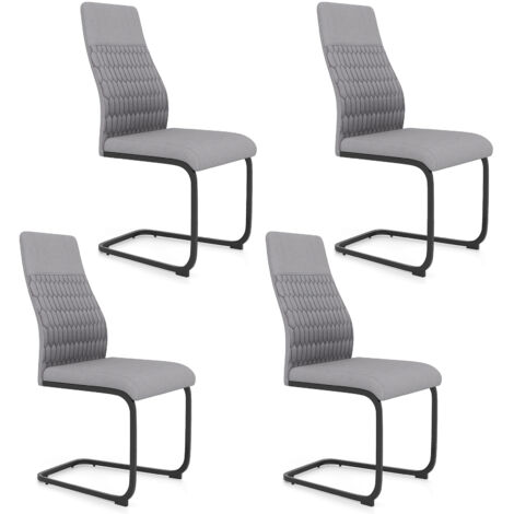 Lot de 4 Chaises de Salle à Manger, sans Accoudoirs avec Dossier Haut Inclinable, Patin Antidérapant, Siège et Dossier Rembourrés, Charge 150KG (1/5)