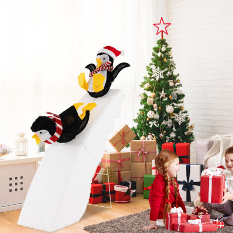 Décoration De Noël En Peluche - Set Avec Bonhomme De Neige, Père Noël Et Pingouin Pour Escalier/rampe