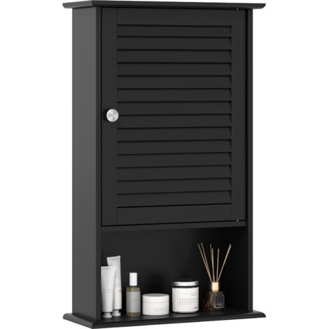 Armoire de Salle de Bain Murale, 3 Etagère de Rangement Structure en MDF Pratique pour Petits Espaces, Style Facile à Assortir, 42 x 17 x 70 cm, Noir (1/5)