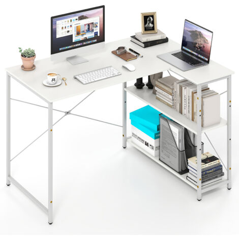 Bureau réversible avec commode 3 tiroirs Bureau d'angle moderne - Ciel