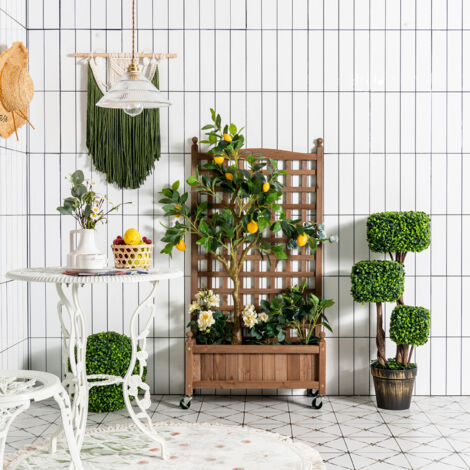 Jardinière Surélevée En Bois De Sapin – 3 Bacs à Fleurs Avec Trous De Drainage
