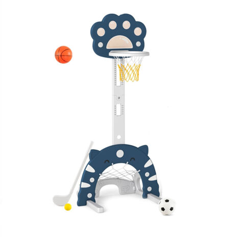 Jasonwell – Filet De Volley-ball Gonflable 3 En 1 + Panier De Basket + Anneaux – Bleu/Jaune, Taille L, Pompe Incluse