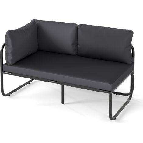Canapé 2 Places 116 x 65 x 59 cm pour Patio avec Coussins de Dossier et de Siège Amovibles, Accoudoir Latéral, Cadre en Métal, Patins Réglables (1/5)