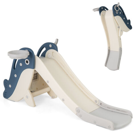 Toboggan 4 En 1 Pour Enfants – Avec Balançoire, Panier De Basket Et échelle – Forme Lapin – Intérieur/extérieur – 1 à 6 Ans