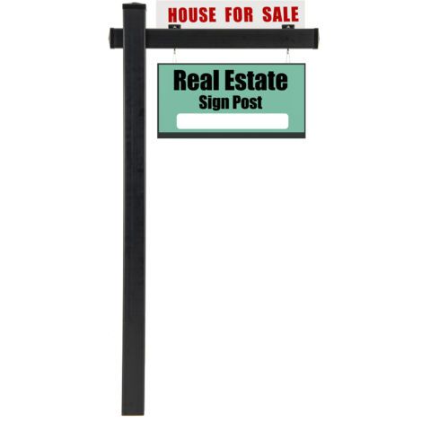 Poteau de Signalisation en UPVC 183 cm pour Panneau Immobilier, Support de Poteaux pour Panneaux de Vente de Garage, Noir (Panneau non inclus) (1/5)
