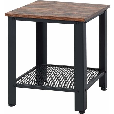 Costway – Table d’appoint industrielle 2 niveaux – Bois et fer – Dimensions 40 x 40 x 45,5 cm – Design vintage pour salon et chambre