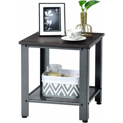 Table d’appoint industrielle,table de chevet avec 2 couches 40 x 40 x 45,5cm gris (1/5)