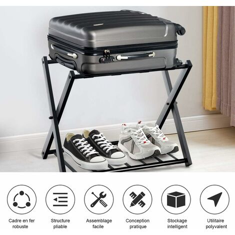 Relaxdays Porte-valises en Bois, Lot de 2, Supports Pliables, HxLxP