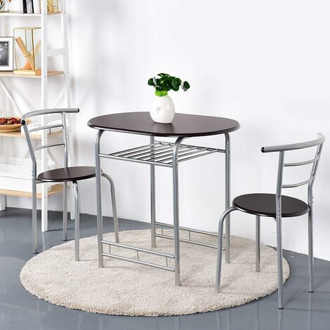 Ensemble de salle à manger 3 pièces avec table et 2 chaises 80 x 53 x 74 cm (café) (1/5)