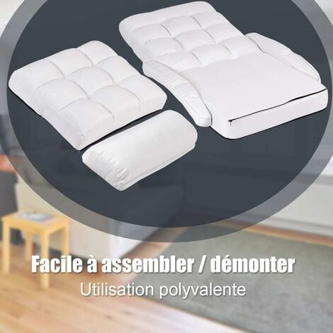 COSTWAY Fauteuil Convertible, Chauffeuse Convertible 1 Place en Tissu Gris avec Oreiller,5 Positions Disponibles Blanc