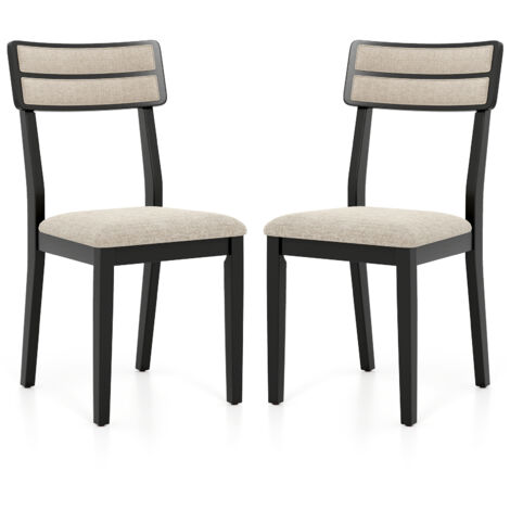 Lot de 2 Chaises de Salle à Manger, Chaises de Cuisine Rembourrées avec Dossier Haut, Pieds en Bois de Caoutchouc, Sans Accoudoirs, Charge 180 KG (1/5)