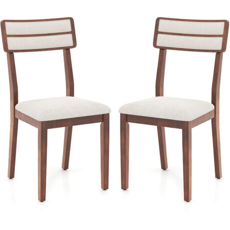 Lot de 2 Chaises de Salle à Manger, Chaises de Cuisine Rembourrées avec Dossier Haut, Pieds en Bois de Caoutchouc, Sans Accoudoirs, Charge 180 KG (1/5)