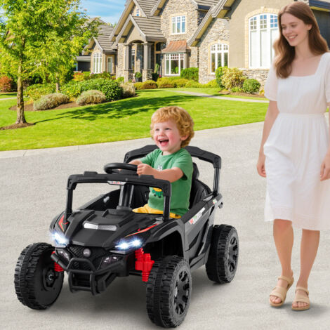 Voiture électrique Enfant Baloveby – 12V, Télécommande Parentale, Suspension à Ressort, LED, Bluetooth, 3 Vitesses – Dès 1 An – Noir