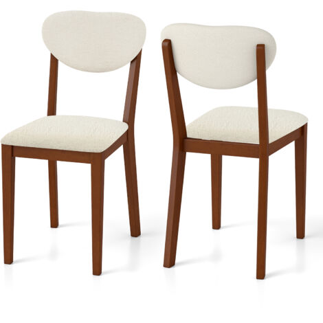 Costway – Lot de 2 chaises de salle à manger – Siège et dossier rembourrés en tissu Sherpa – Pieds en bois de caoutchouc – Charge 180 kg – Dimensions 42x52,5x87,5 cm (1/5)