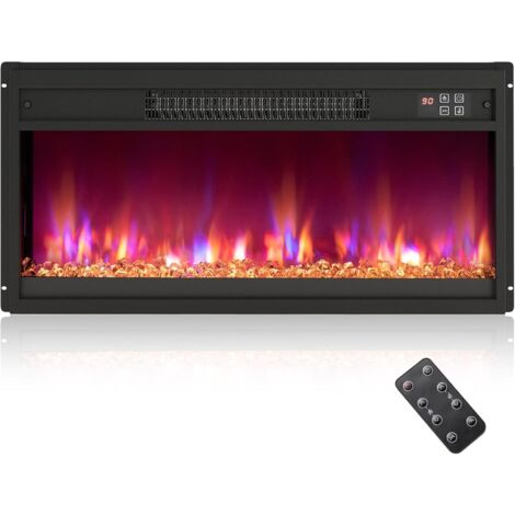 COSTWAY Cheminée Électrique Encastré 1500W, Cheminée Chauffage 26" avec Télécommande 16,5°C à 32°C Thermostat Minuterie 0,5-9H, Couleur de Flamme et de Lit de Braises Réglables (1/5)
