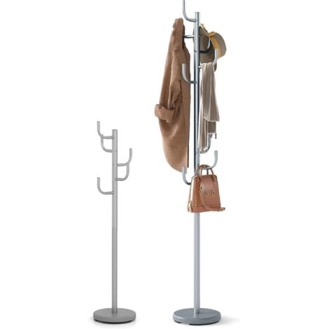 COSTWAY Porte Manteau sur Pied 175 CM, Porte Manteau Perroquet en Métal, 8 Crochets, Base Lestée, 2 Hauteurs, Crochet Incurvées, Style Cactus, pour Sacs, Chapeaux, pour Entrée, Chambre, Bureau (1/5)