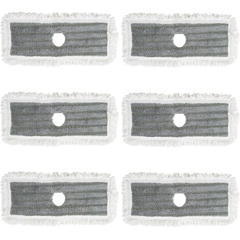 COSTWAY Lot de 6 Serpillère en Microfibre Mixte, Haute Absorption, Tampons Lavables Réutilisables, Lingette Recharge Compatible avec Balai Plat pour Sols, Carrelage, 35 x 16,5 cm (1/4)