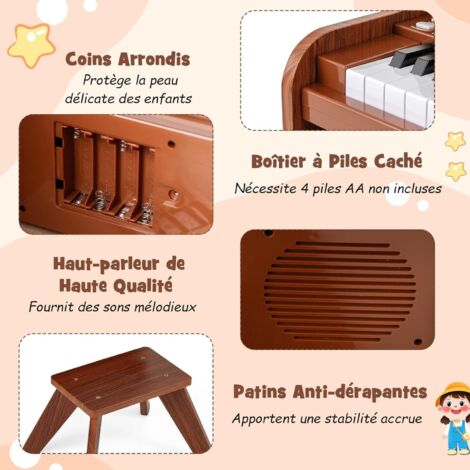 Piano Enfant Bois 25 Touches CAHAYA - Piano Numérique Éducatif Pour Filles Et Garçons Dès 3 Ans - Cadeau Idéal