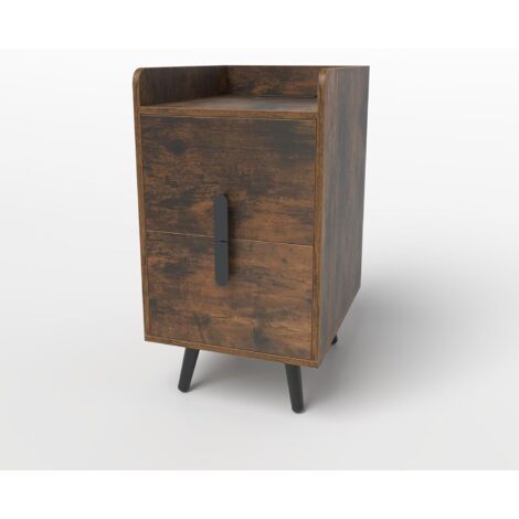 COSTWAY Table de Chevet avec Prise, Table de Nuit 2 Tiroirs Coulissants, 1 Passe-câble, 2 Ports USB & 3 Prises, Bords Surélevés, 40 x 32 x 60 cm (Brun Rustique) (1/5)