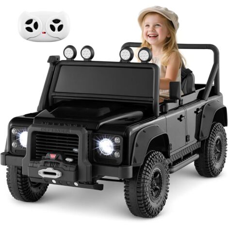 COSTWAY 12V Voiture Électrique Enfant avec Télécommande, Véhicule Électrique 4x4 avec Lumières LED Clignotantes & Musique & Klaxon, Démarrage Lent, 3-5 km/h, Charge 30kg pour 3-8 Ans (Noir) (1/5)