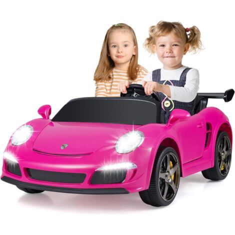 COSTWAY 24V Voiture Électrique Enfant 2 Places avec Télécommande 2,4G, Véhicule Électrique avec Lumières LED & Klaxon & Musique, 3-5 km/h, Charge 59kg pour Garçons Filles de 3-8 Ans (Rose)