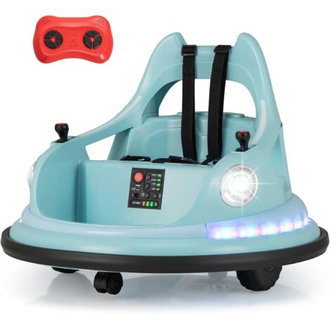 COSTWAY 12V Auto Tamponneuse Enfant avec Télécommande 2,4G, Rotation à 360°, Voiture Tamponneuse Électrique Enfant avec 5 Effets Lumineux & Musique, Pare-Chocs Souple, Charge 30 kg pour 3+ Ans (Bleu) (1/5)