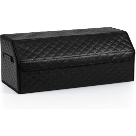 COSTWAY Organisateur de Coffre de Voiture avec Couvercle & Poignée, 51 L Boîte de Rangement Pliable avec Séparateur Amovible, Boîte de Classement avec Compartiments pour SUV, Camping (Matelassé)