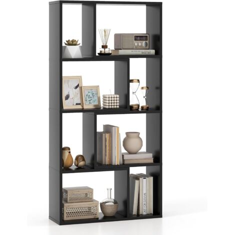 COSTWAY Bibliothèque Étagère à 8 Compartiments Ouvertes, Meuble de Rangement avec Kits Anti-basculement, Bibliothèque de Cloison pour Salon, Chambre, Bureau, 20 x 60 x 120 cm (20 x 60 x 120 cm,Noir) (1/5)