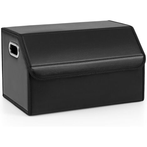 COSTWAY Organisateur de Coffre de Voiture avec Couvercle & Poignée, 35 L Boîte de Rangement Pliable avec Séparateur Amovible, Boîte de Classement avec Compartiments pour SUV, Camping (Lisse) (1/5)