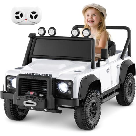 COSTWAY 12V Voiture Électrique Enfant avec Télécommande, Véhicule Électrique 4x4 avec Lumières LED Clignotantes & Musique & Klaxon, Démarrage Lent, 3-5 km/h, Charge 30kg pour 3-8 Ans (Blanc) (1/5)