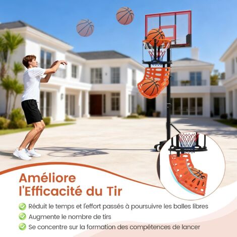 COSTWAY Panier De Retour De Basketball – 360°, 4 Crochets, Entraînement Au Tir Pour Adultes Et Enfants