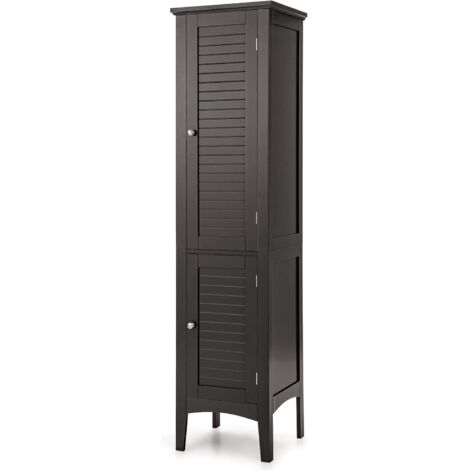 COSTWAY Meuble de Rangement Salle de Bain, Meuble Colonne sur Pied avec Rangement à 5 Niveaux, Organisateur pour Cuisine, Salon, 37 x 37 x 160 cm (Brun)