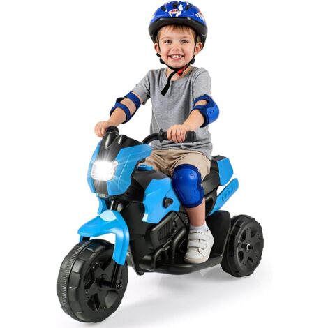 COSTWAY 6V Moto Électrique Enfants avec Phare et Pédale, Voiture Électrique Enfants avec Tableau de Bord Réaliste, Charge Max 20 kg, Moto Bébé à 3 Roues pour Garçons Filles de 3-6 Ans (Bleu Marine)