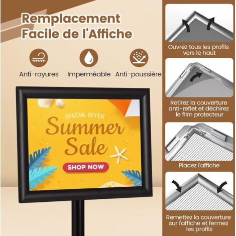 Porte Vu Support Panneau Publicitaire Réglable - 2 Pièces En T - Affiche Magasin, Menu, Foire Support Affiche Porte Vu Support Panneau Publicitaire Réglable - 2 Pièces En T - Affiche Magasin, Menu, Foire Support Affiche
