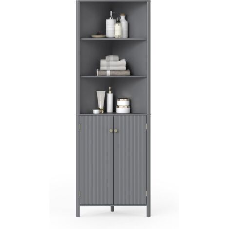 GOPLUS Armoire Haut de Salle de Bain, Rangement WC Autoportant avec GOPLUS Armoire Haut de Salle de Bain, Rangement WC Autoportant avec