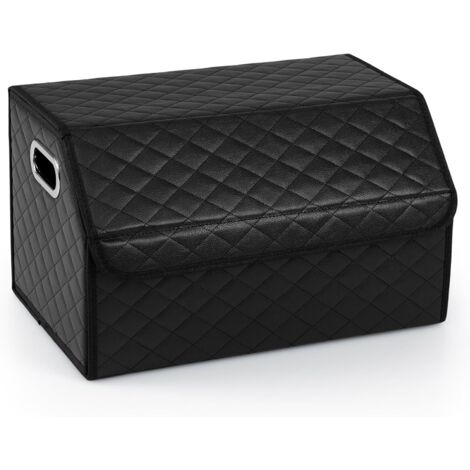 COSTWAY Organisateur de Coffre de Voiture avec Couvercle & Poignée, 35 L Boîte de Rangement Pliable avec Séparateur Amovible, Boîte de Classement avec Compartiments pour SUV, Camping (Matelassé) (1/5)