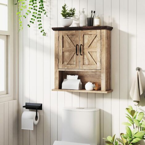 Armoire Murale Salle De Bain MAHANCRIS – 2 Portes Blanches – Étagères Réglables