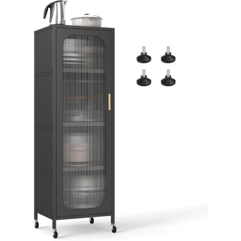COSTWAY Armoire Cuisine a roulettes, Étagère de Cuisine 5 Niveaux, Porte PC, Étagères Réglables, pour Salle à Manger, Salle de Bain, Salon, Noir, 45 x 40 x 141 cm