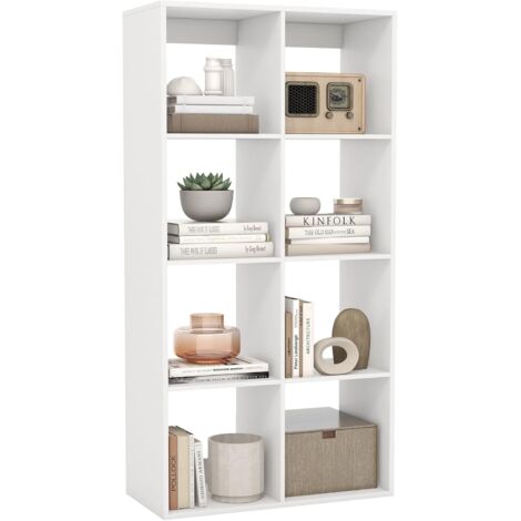 COSTWAY Étagère à 8 Cubes, Bibliothèque Moderne avec Barrière Arrière et Kits Anti-basculement, Organiseur Ouvert Indépendant à 5 Niveaux avec Étagères pour Salon, Chambre, Bureau (1/5)