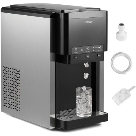 Relax4Life – Machine à glaçons 18kg/jour – Distributeur eau froide 2,5L et chaude 0,8L – Réservoir 3L – Écran LCD – Production rapide en 10-12 min